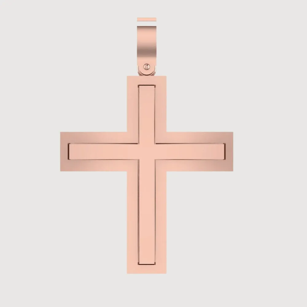 14k Gold Sleek Rectangular Cross Pendant