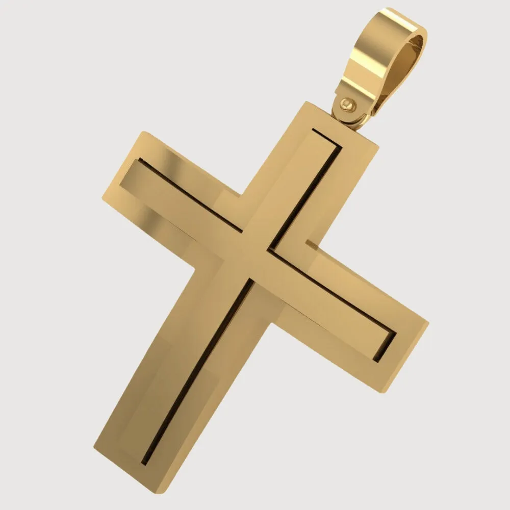 14k Gold Sleek Rectangular Cross Pendant