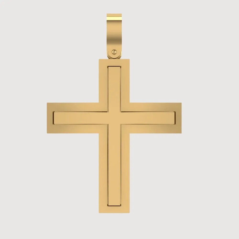 14k Gold Sleek Rectangular Cross Pendant