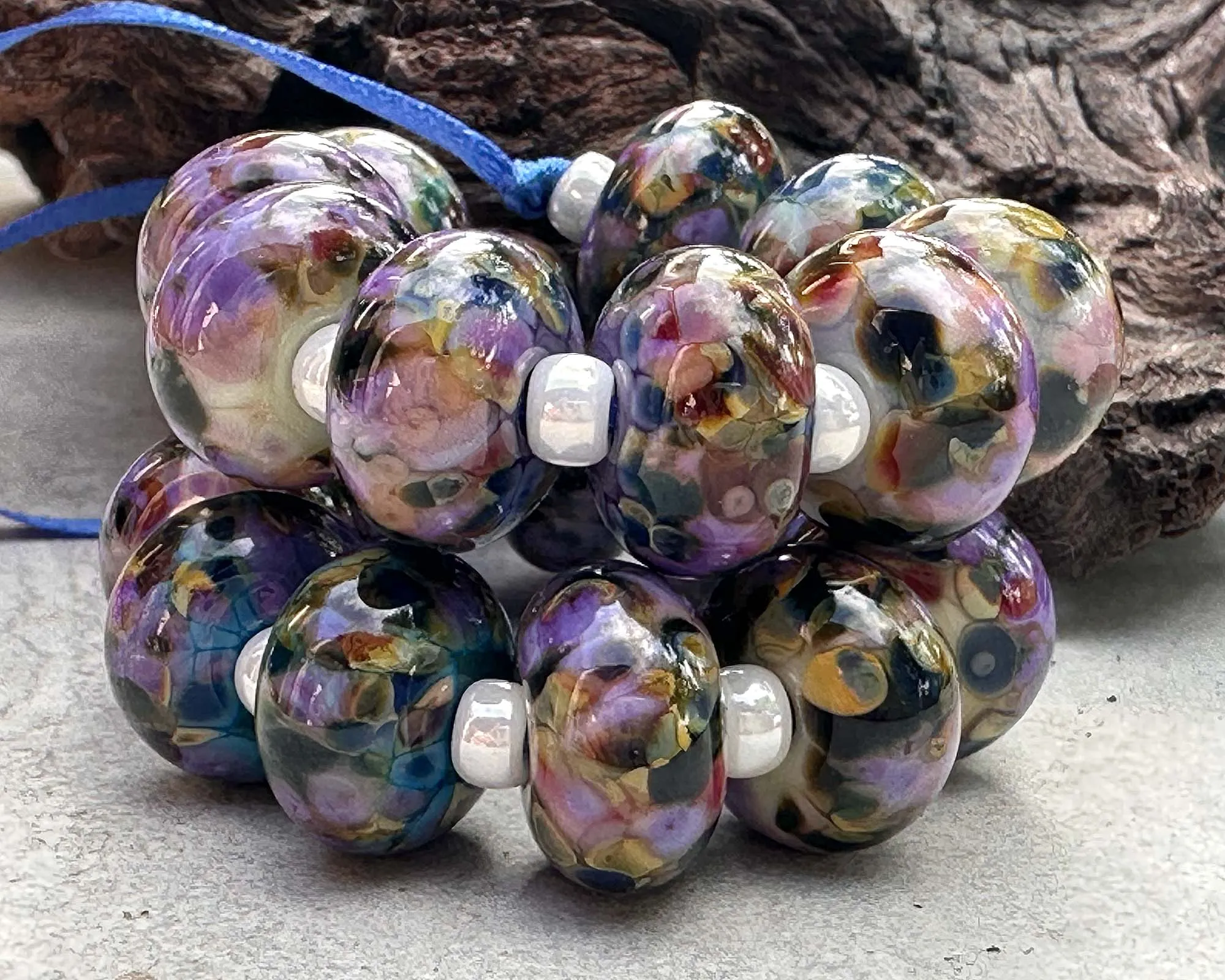 20 Multicolor Mosaic Pairs Lampwork Beads Set SRA