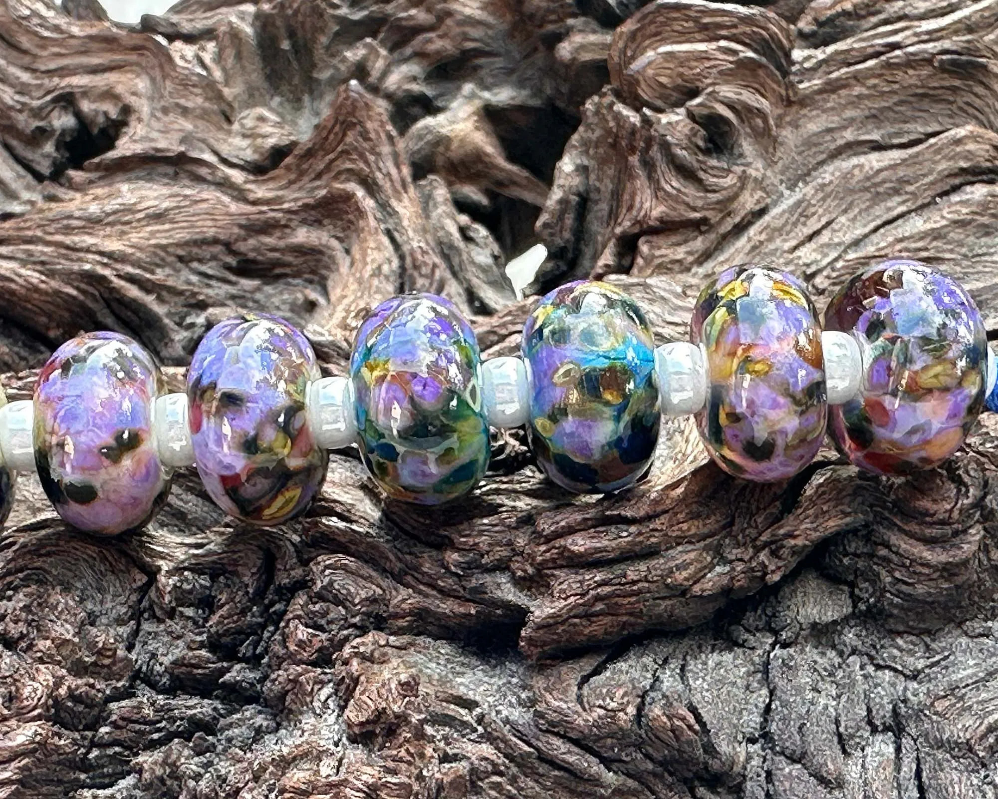 20 Multicolor Mosaic Pairs Lampwork Beads Set SRA