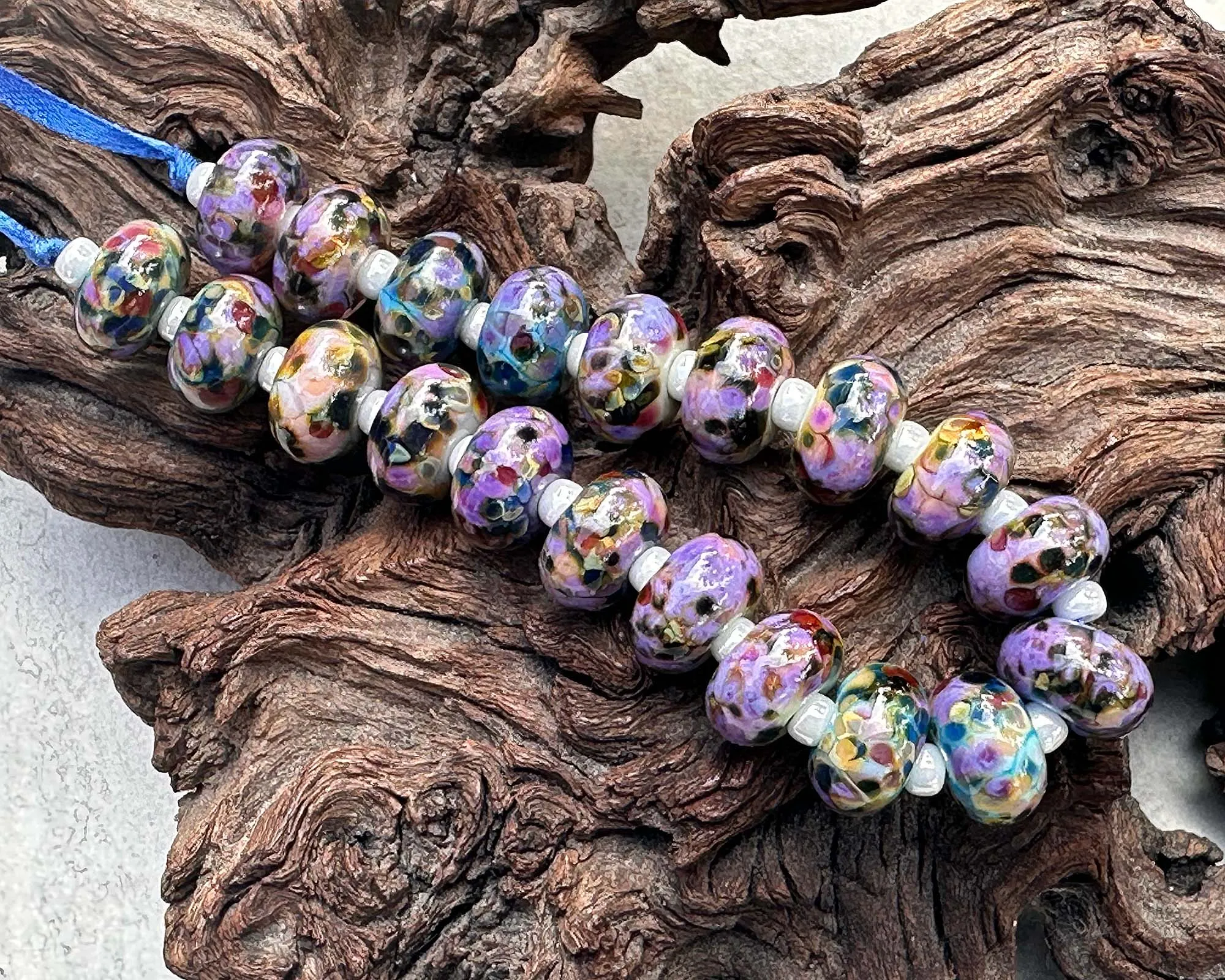 20 Multicolor Mosaic Pairs Lampwork Beads Set SRA