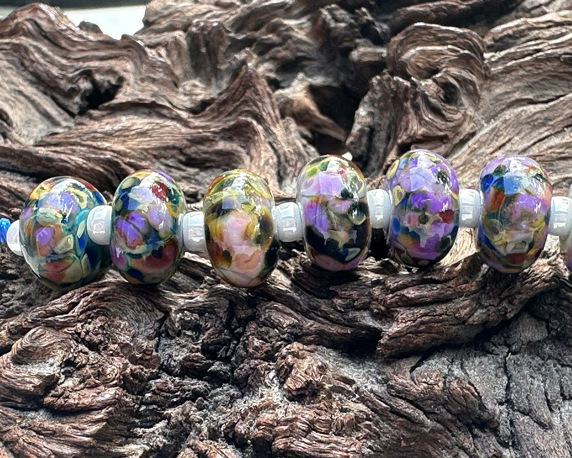 20 Multicolor Mosaic Pairs Lampwork Beads Set SRA