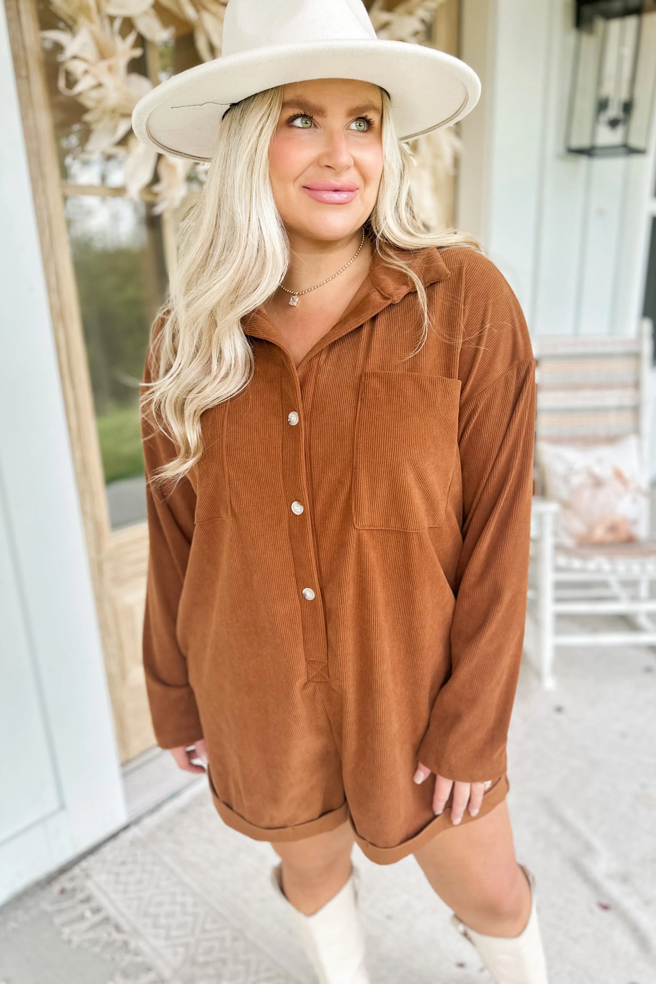Ace Airflow Collared Oversize Corduroy Romper *FINAL SALE*