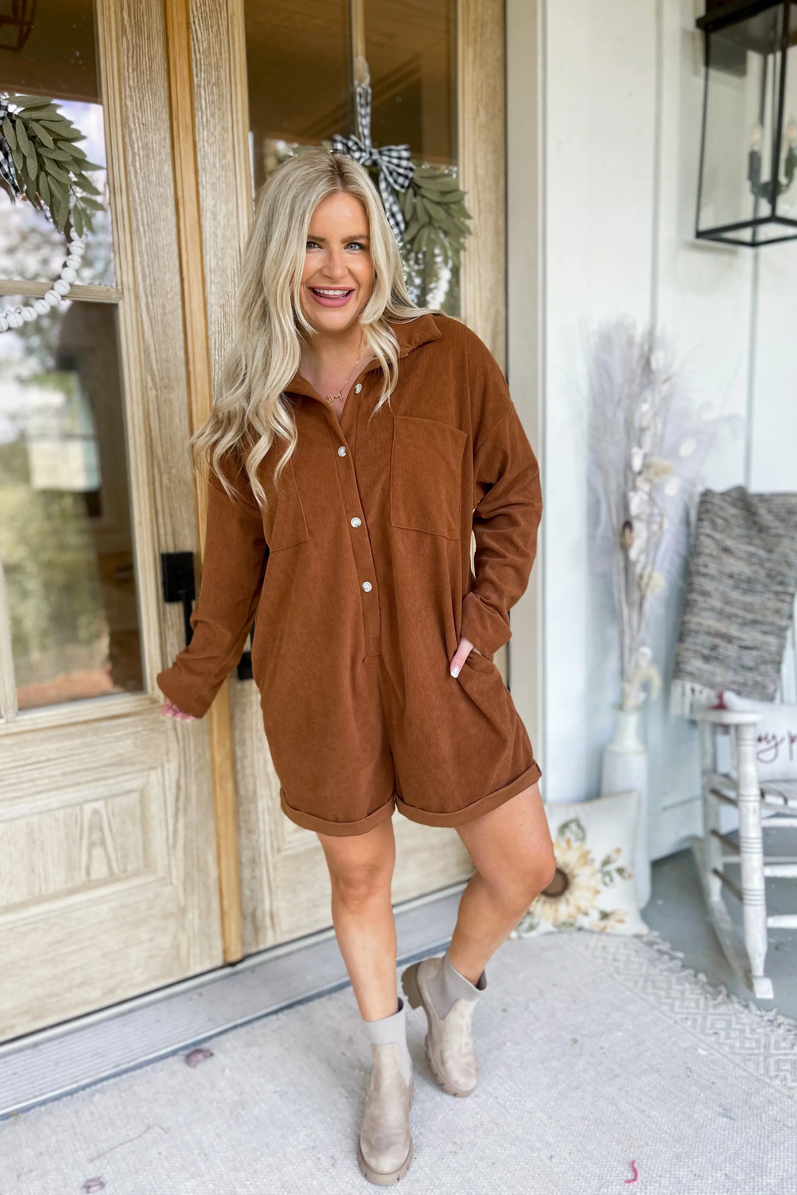 Ace Airflow Collared Oversize Corduroy Romper *FINAL SALE*