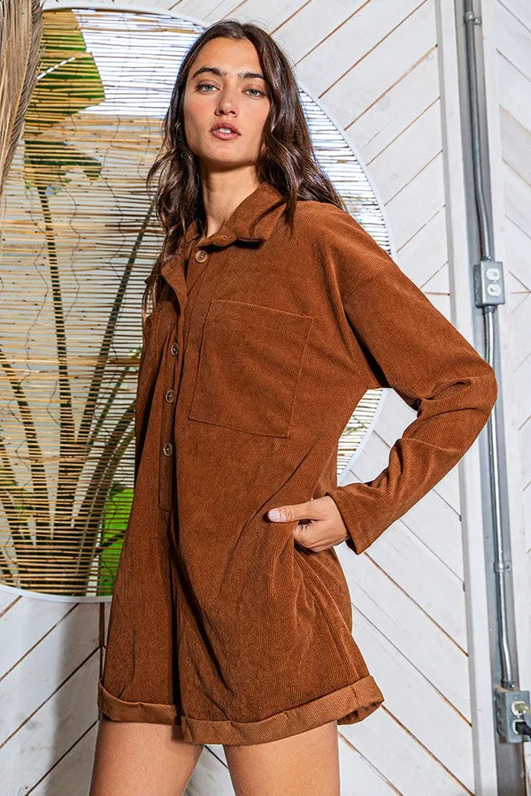 Ace Airflow Collared Oversize Corduroy Romper *FINAL SALE*