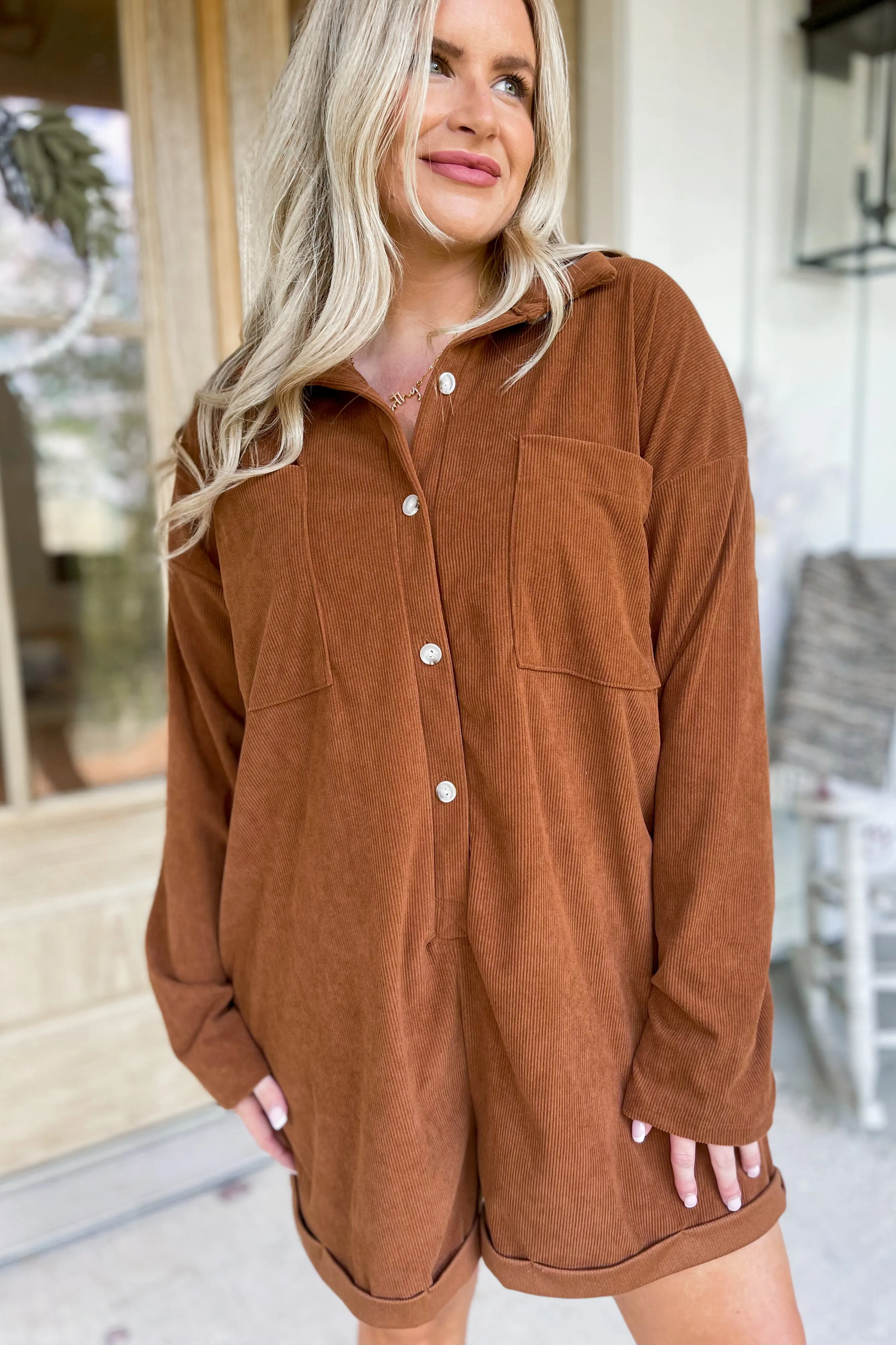 Ace Airflow Collared Oversize Corduroy Romper *FINAL SALE*
