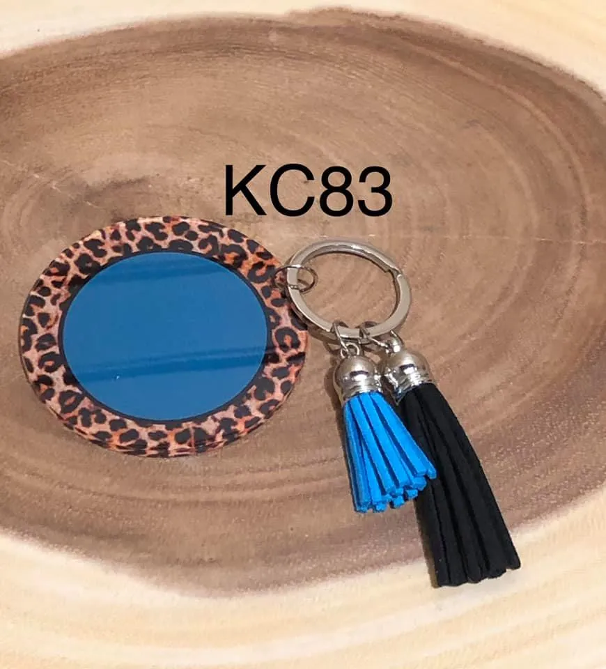 Acrylic Keyring - KC83 - Leopard with Monogram Circle - Teal