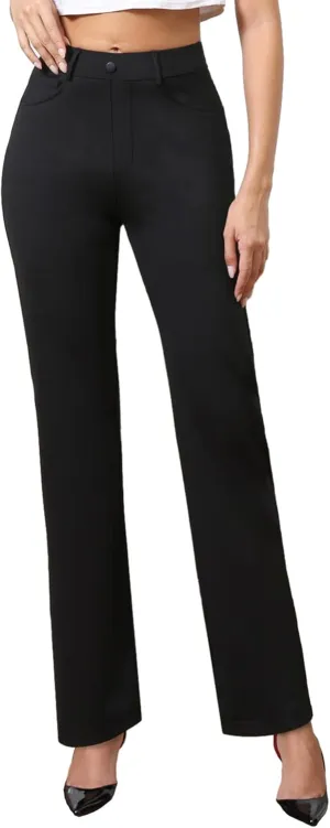 Agenlulu High Waisted Dress Pants for Women Petite/Regular/Tall Straight Leg Pull On Office Work Slacks 28"/29.5"/31.5"