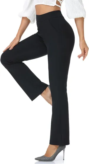Agenlulu High Waisted Yoga Dress Pants with Pockets for Women Petite/Regular/Tall Bootcut Work Slacks 28"/29.5"/31.5"