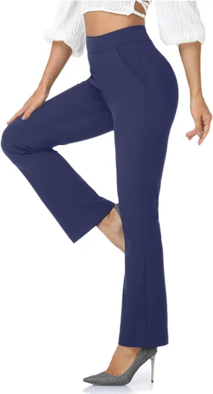 Agenlulu High Waisted Yoga Dress Pants with Pockets for Women Petite/Regular/Tall Bootcut Work Slacks 28"/29.5"/31.5"