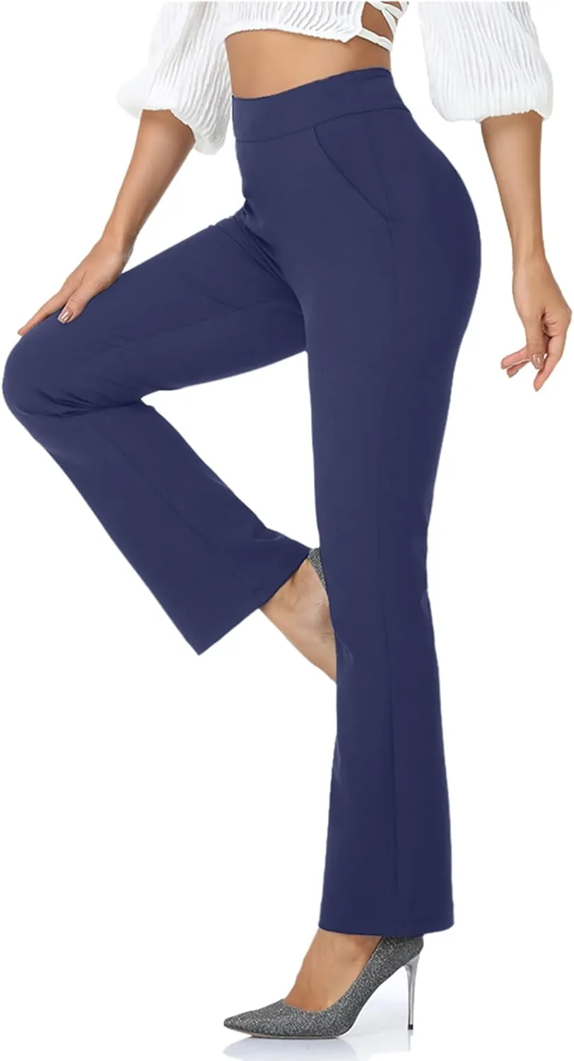 Agenlulu High Waisted Yoga Dress Pants with Pockets for Women Petite/Regular/Tall Bootcut Work Slacks 28"/29.5"/31.5"