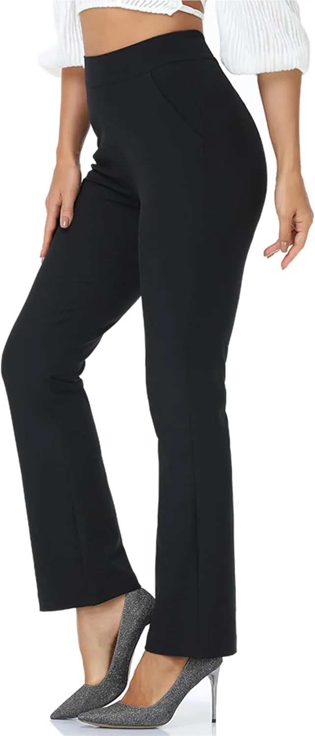 Agenlulu High Waisted Yoga Dress Pants with Pockets for Women Petite/Regular/Tall Bootcut Work Slacks 28"/29.5"/31.5"