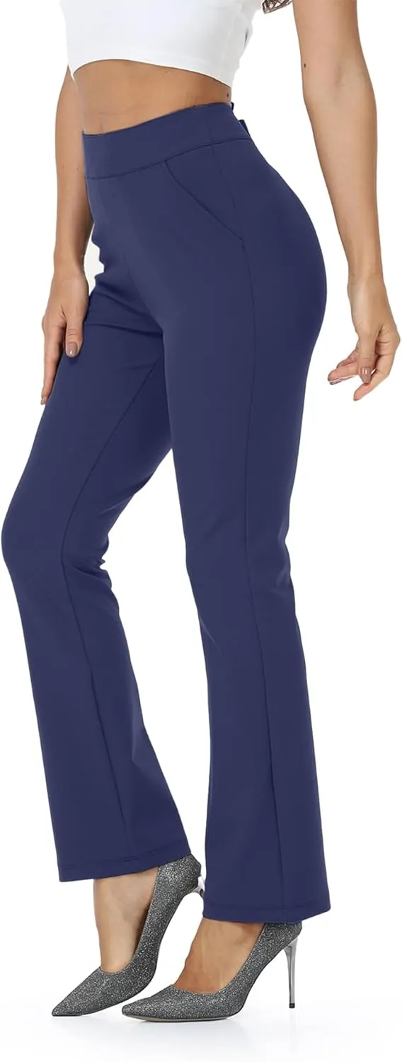 Agenlulu High Waisted Yoga Dress Pants with Pockets for Women Petite/Regular/Tall Bootcut Work Slacks 28"/29.5"/31.5"