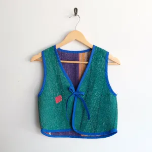 Amelia Vest Jade Green with Royal Blue Trim XXS059