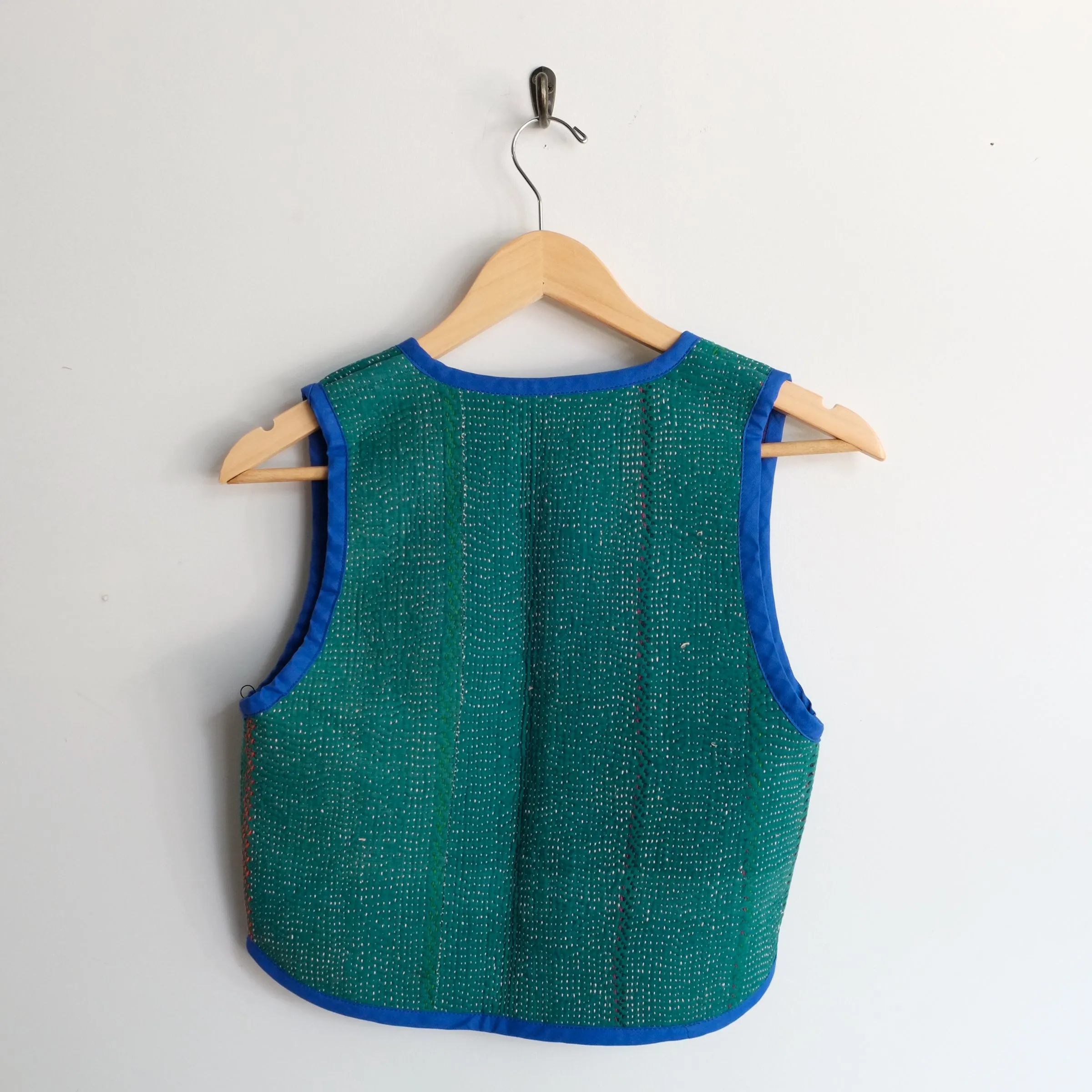 Amelia Vest Jade Green with Royal Blue Trim XXS059