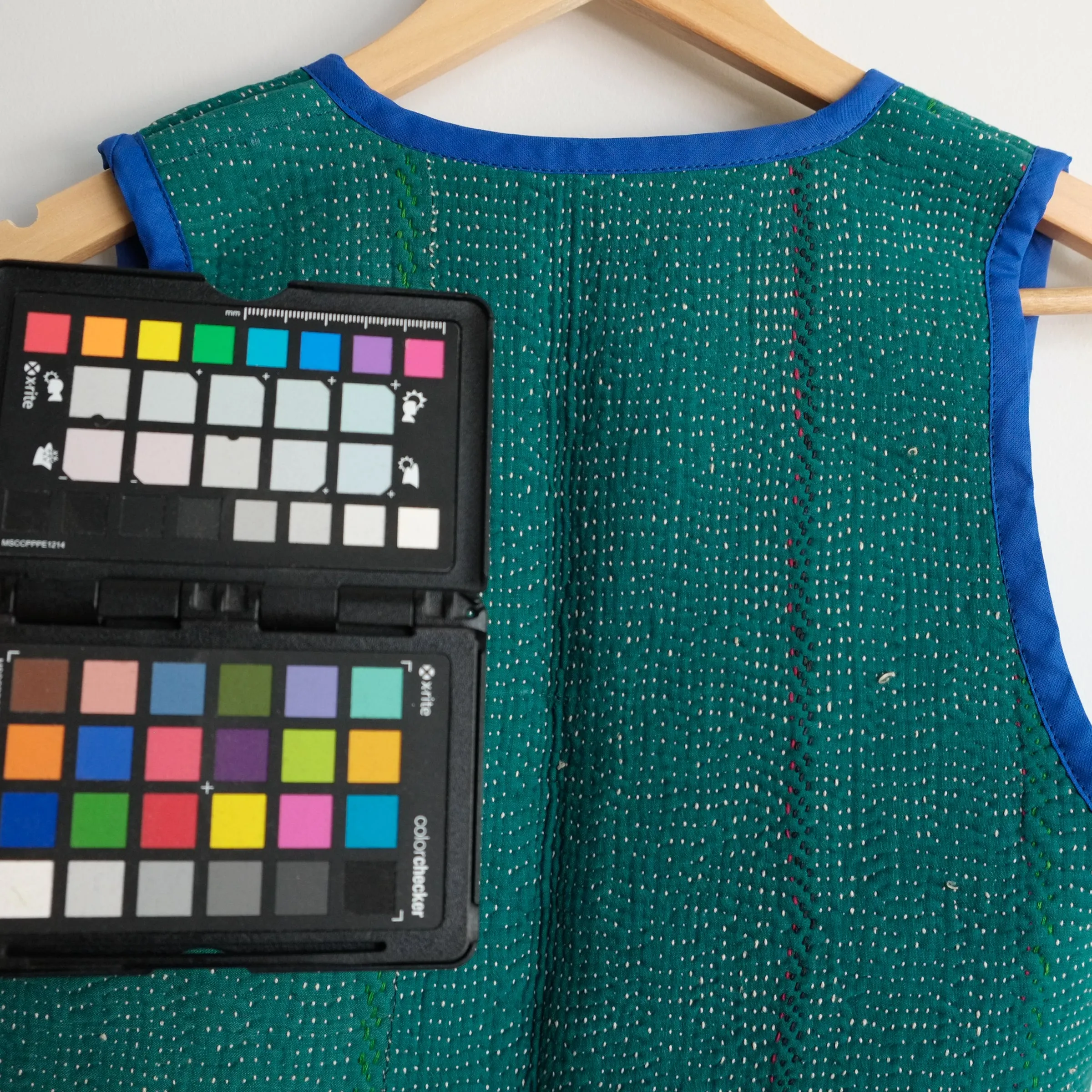 Amelia Vest Jade Green with Royal Blue Trim XXS059