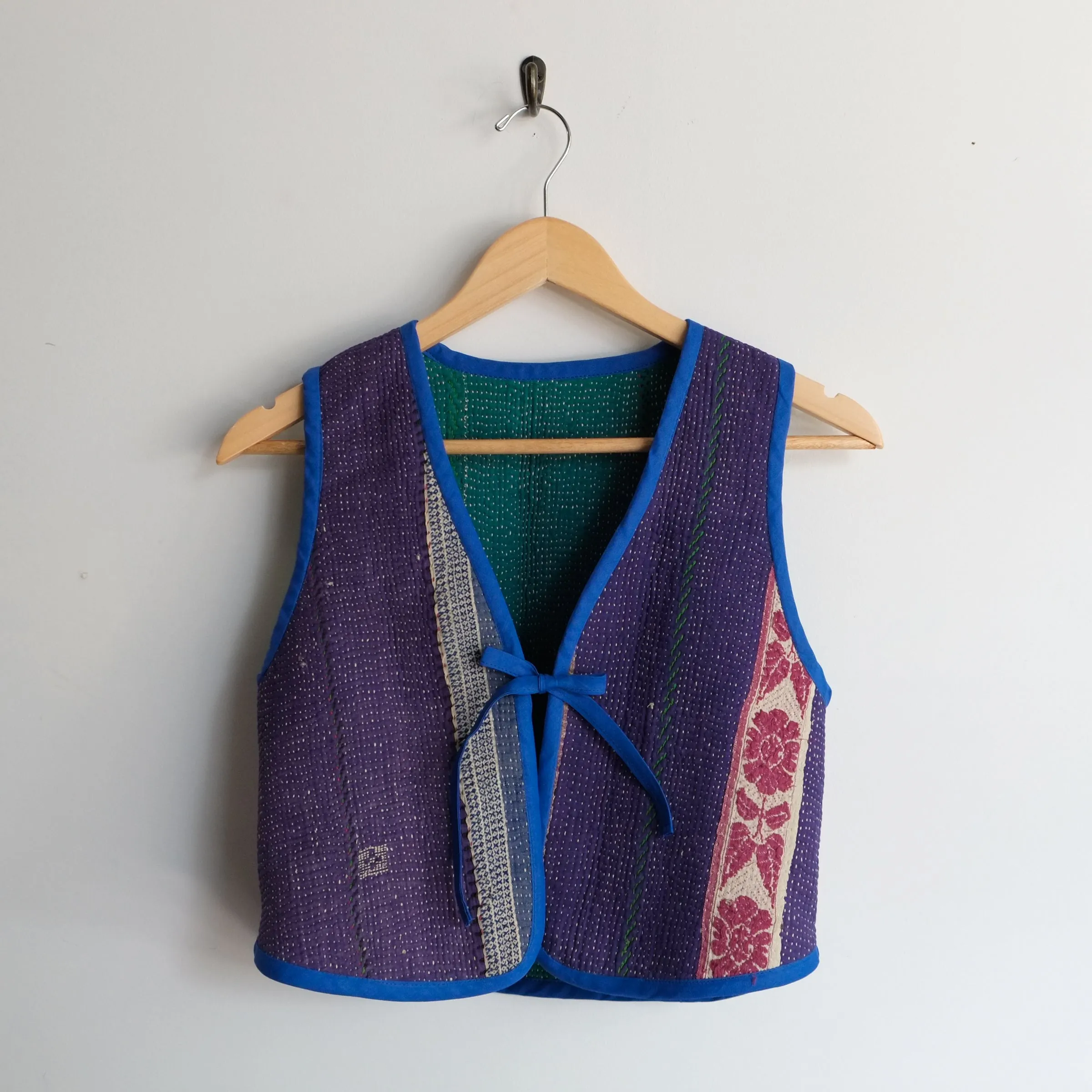 Amelia Vest Jade Green with Royal Blue Trim XXS059
