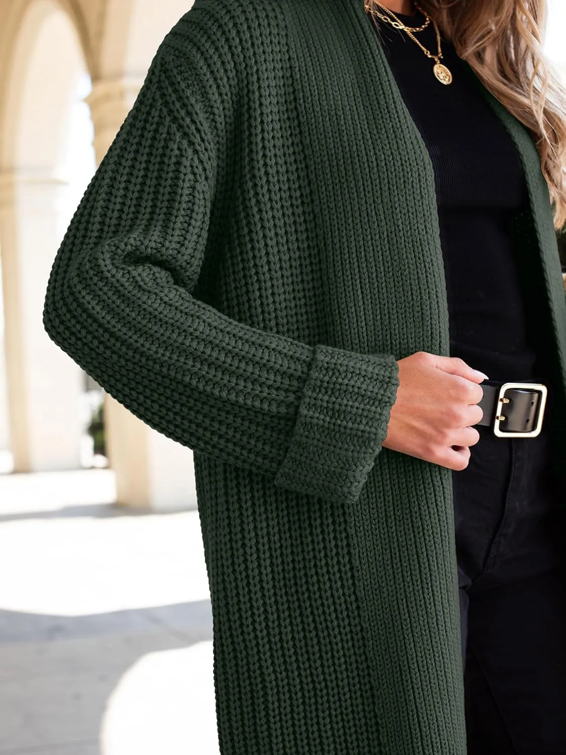 ANRABESS Women Knit Long Cardigan Long Sleeve Open Front Lapel Oversized Sweater Coat 2025 Fall Duster Outerwear Clothes
