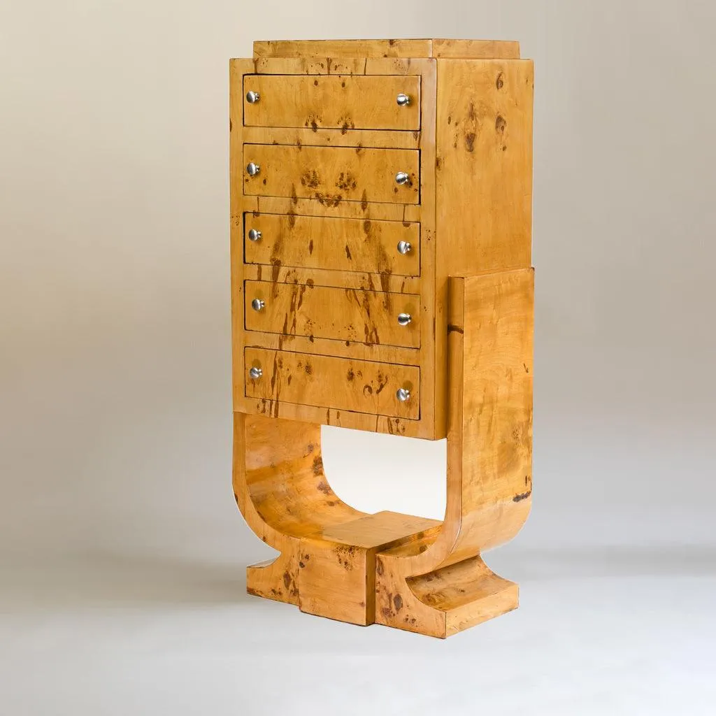 Art Deco Chest of Drawers | Burl Wood Furniture