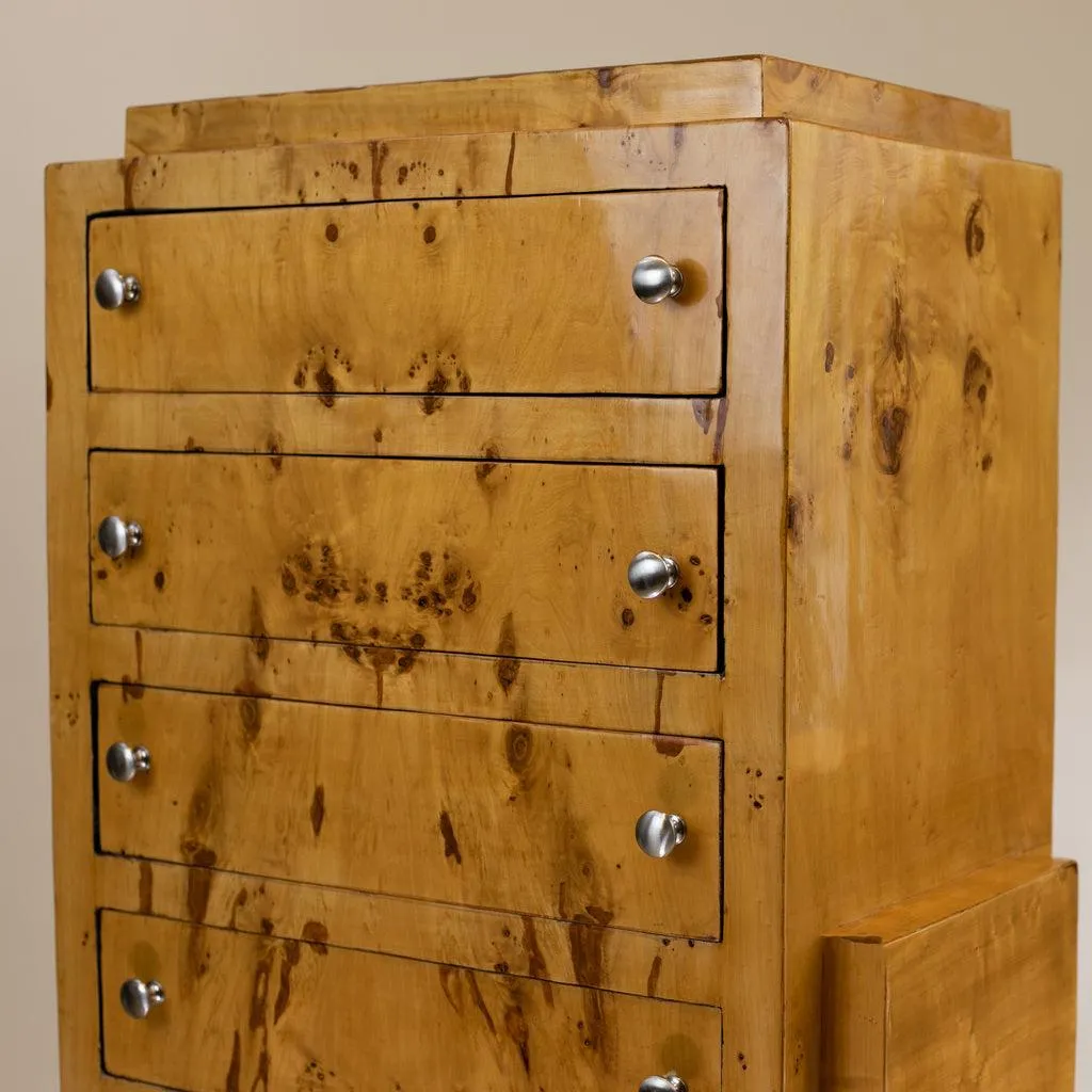 Art Deco Chest of Drawers | Burl Wood Furniture