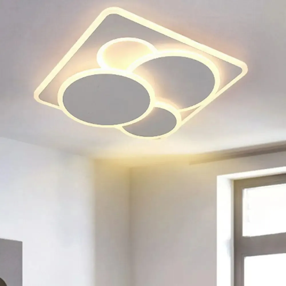 Artistic White Acrylic Geometric LED Ceiling Light for Living Room