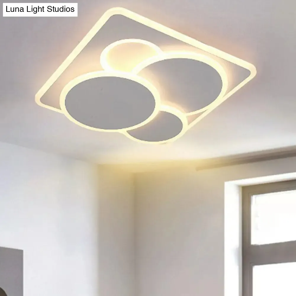 Artistic White Acrylic Geometric LED Ceiling Light for Living Room