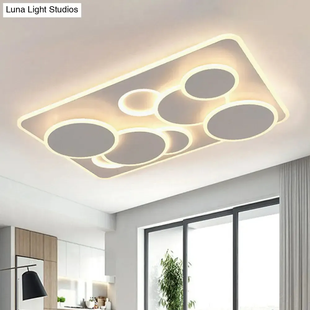 Artistic White Acrylic Geometric LED Ceiling Light for Living Room