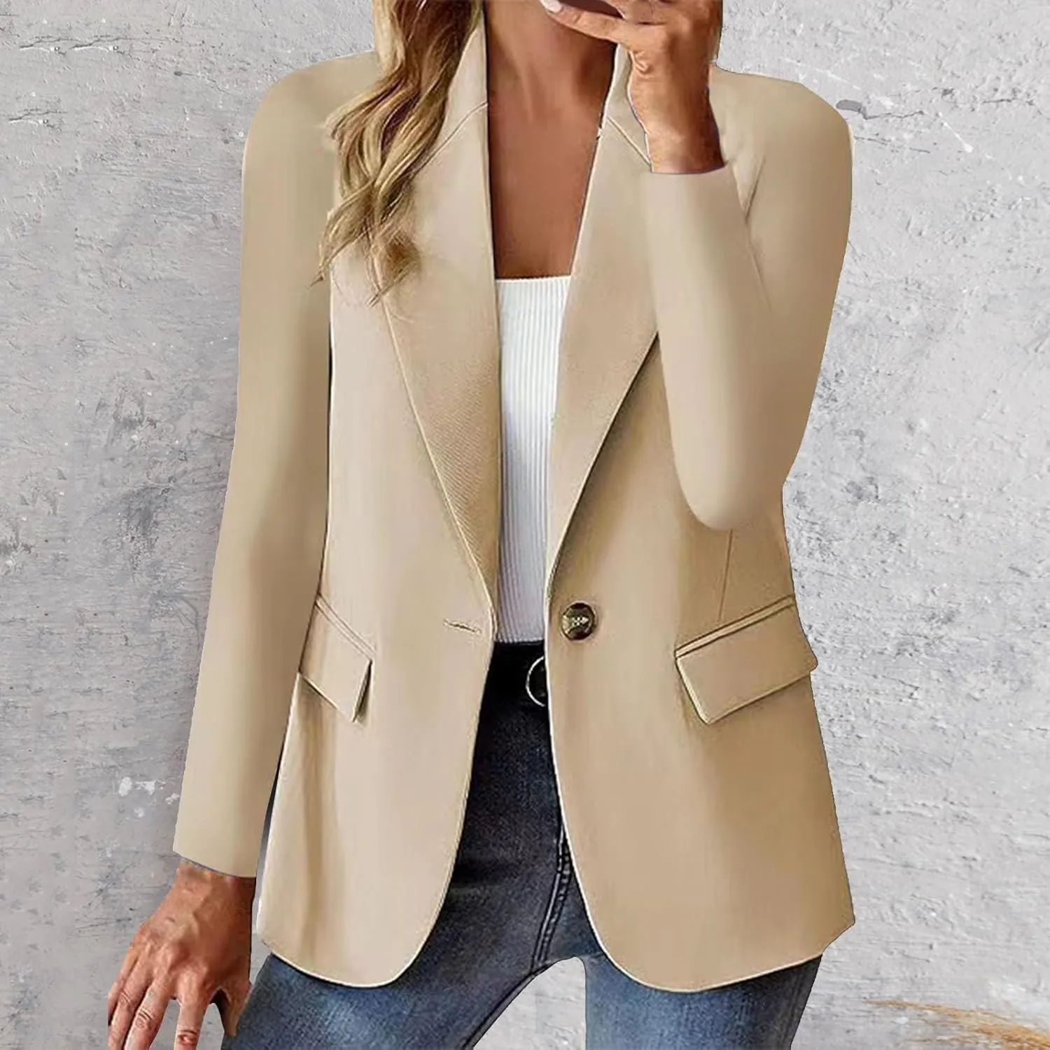 Blazers for Women 2025 with Pocket Business Casual Jacket Long Sleeve Open Front Cardigan Work Suit Fashion Blazers