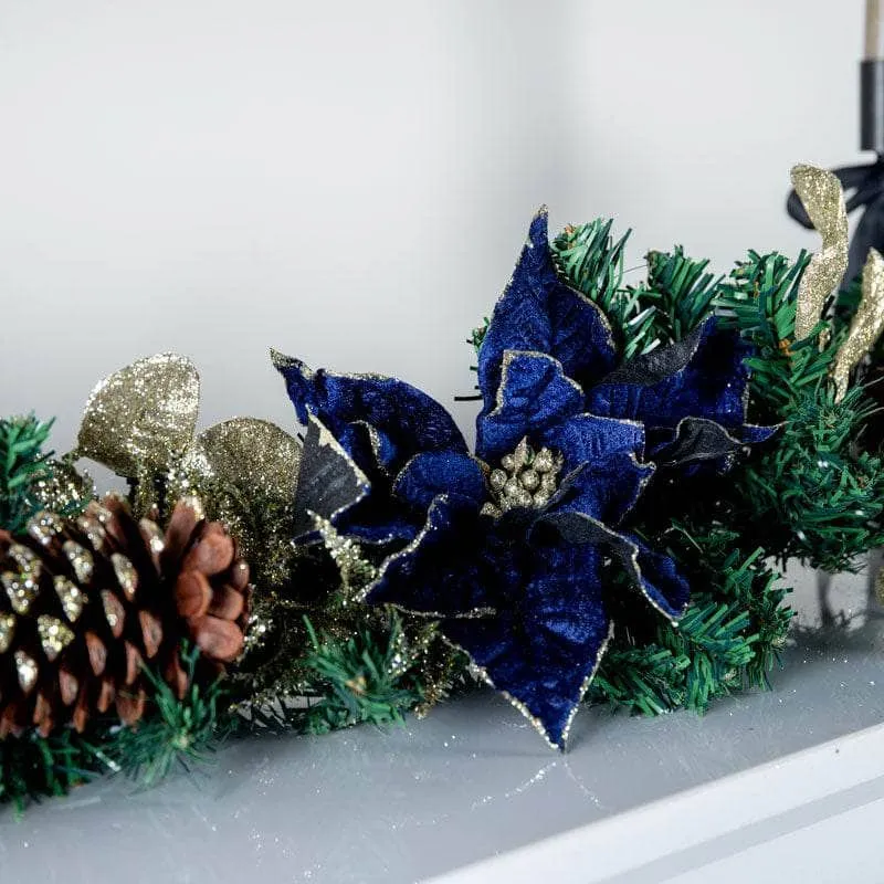 Blue Poinsettia Garland - 6ft