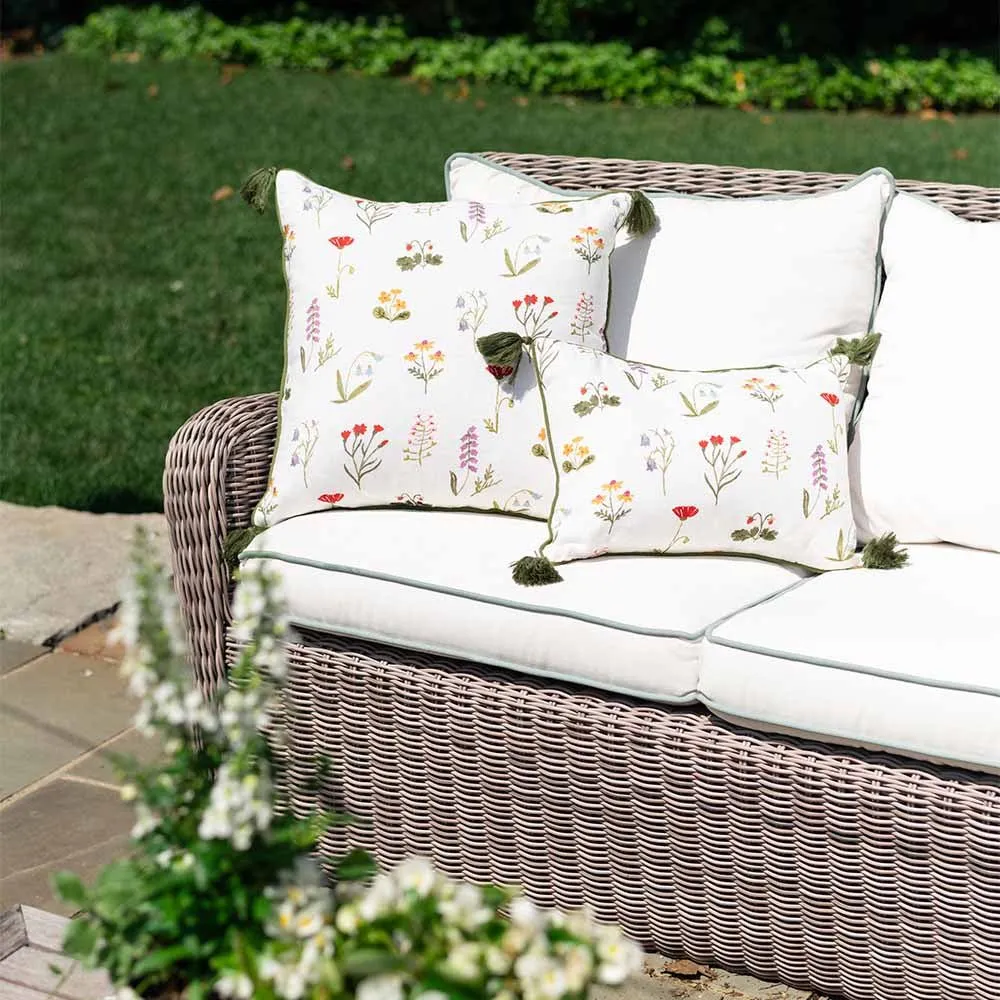 Botanical Garden Linen Lumbar Pillow Cover