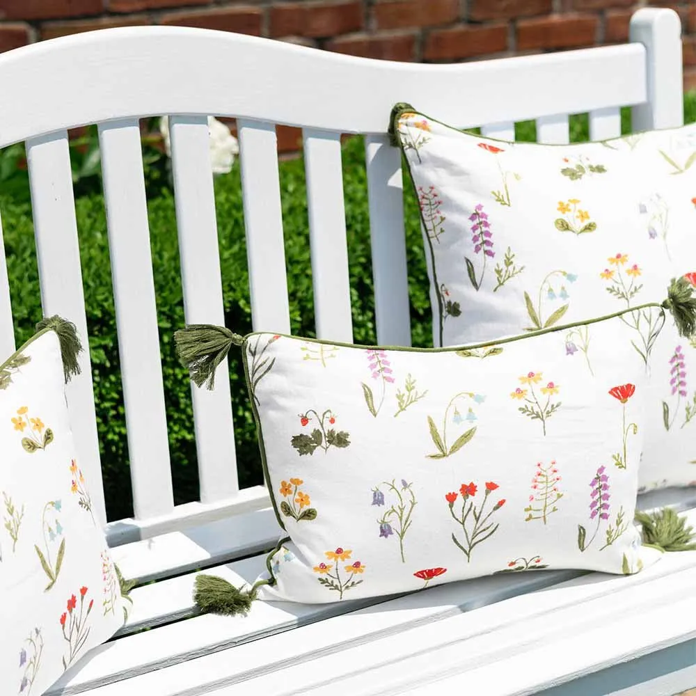 Botanical Garden Linen Lumbar Pillow Cover