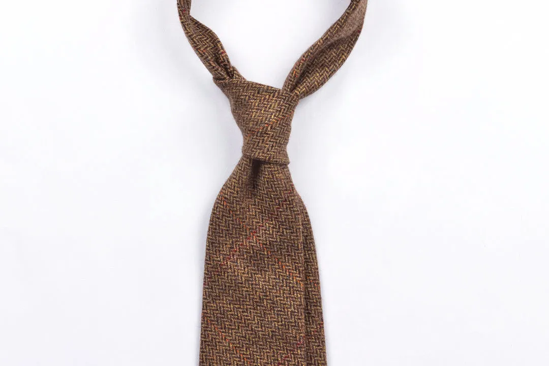Brown Herringbone Cashmere with Overcheck