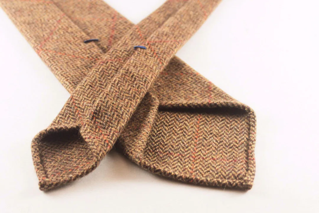 Brown Herringbone Cashmere with Overcheck