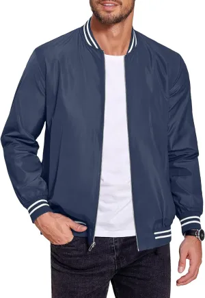 COOFANDY Men's Bomber Jackets Lightweight Windbreaker Full Zip Varsity Jacket Casual Outwear