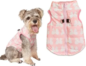 DroolingDog Dog Padded Jacket Dog Clothes Cold Weather Vest Pet Quilted Bomber Jackets for Small Dogs Girl, Large, Pink