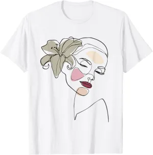 Face Abstract Line Art Drawing Aesthetic Woman Fashion T-Shirt