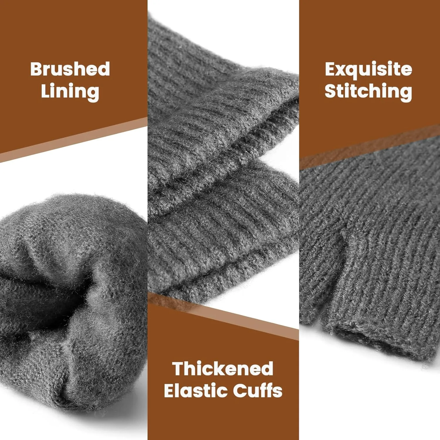 Fingerless Gloves for Women - Half Finger Typing Winter Gloves with Long Wrist Cuff Winter Knit Fingerless Mittens for Women