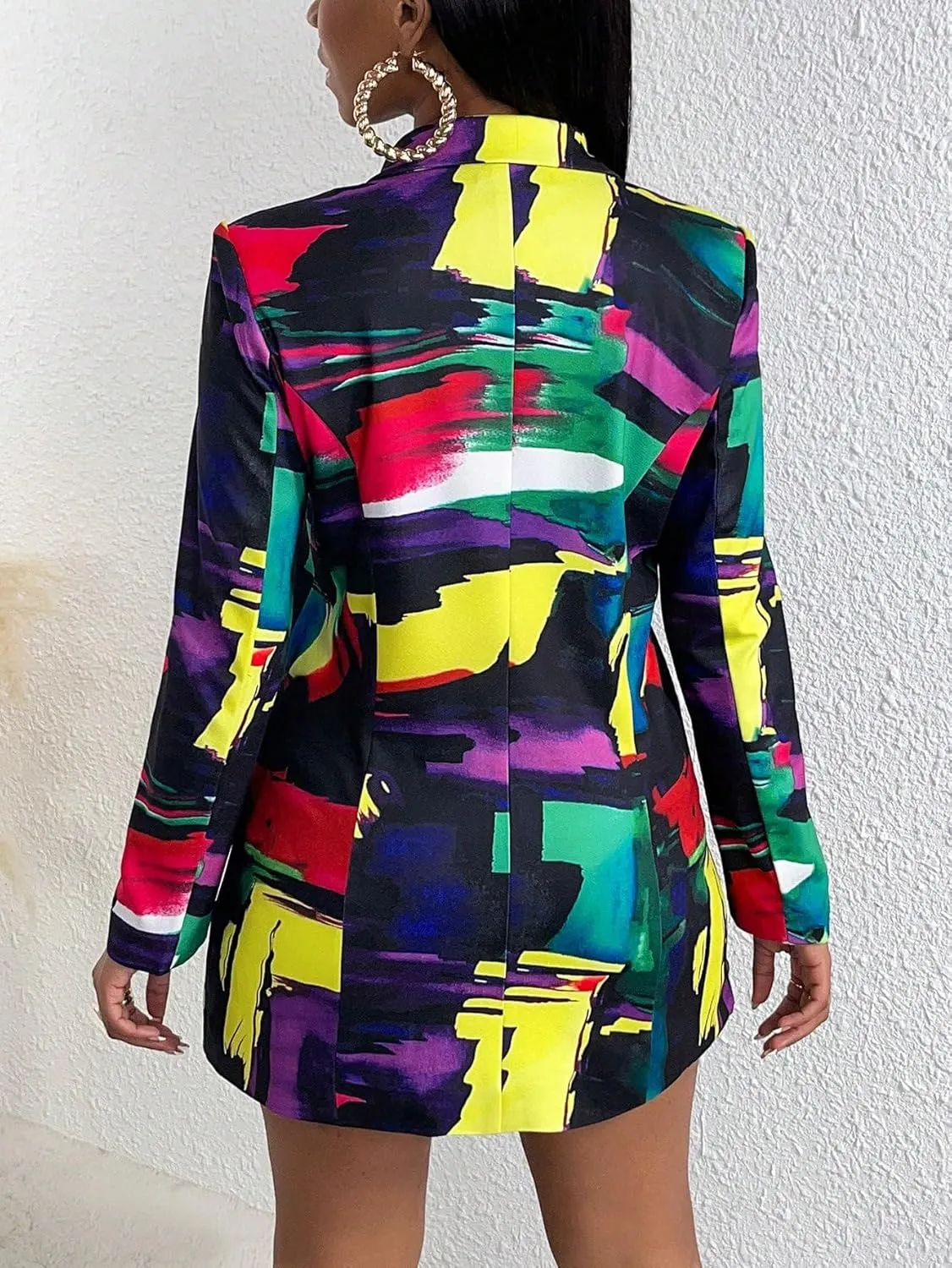 Floerns Women's Casual Long Sleeve Graphic Colorful Blazer Work Suit Jackets