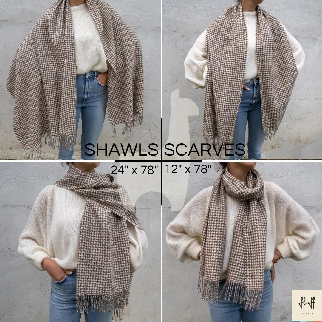 Fluff Diamond Pattern Baby Alpaca Scarf