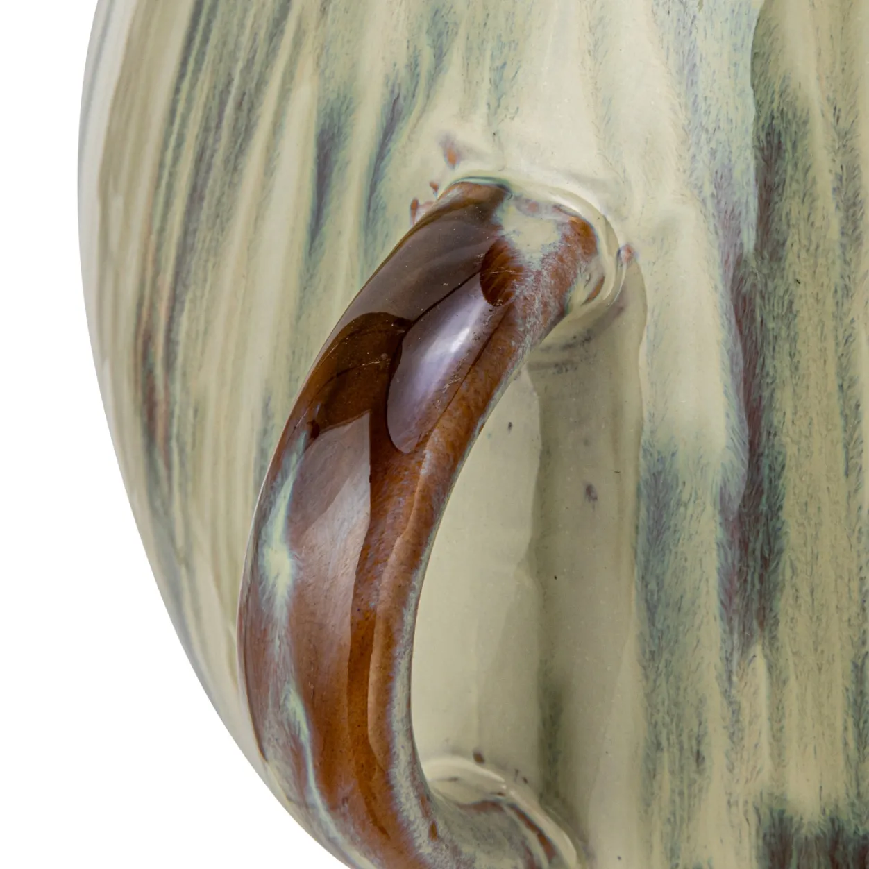 Hand-Painted Stoneware Vase with Handles