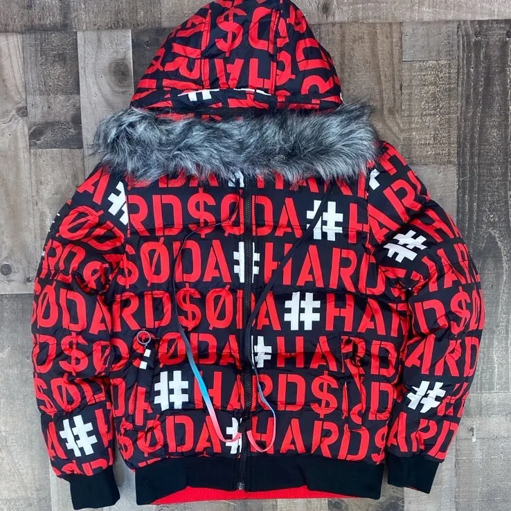 Hard Soda- worded bubble jacket (red)