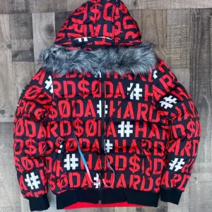 Hard Soda- worded bubble jacket (red)