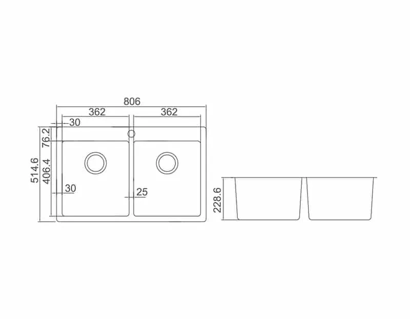 IMPACT S/S Top Mounted Sink with Tap Hole SS8051