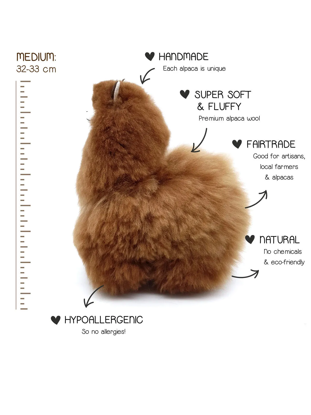 Inkari Alpaca soft toy-Naturals-CARAMEL-Medium 32cm