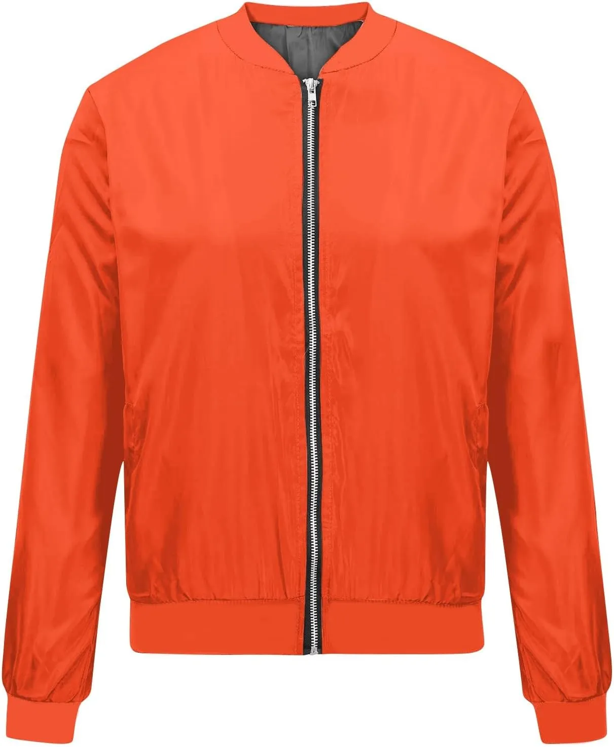 Jackets for Women Lightweight Zip Up Bomber Jacket with Pockets Stand Collar Windproof Outwear Fashion Fall Coat