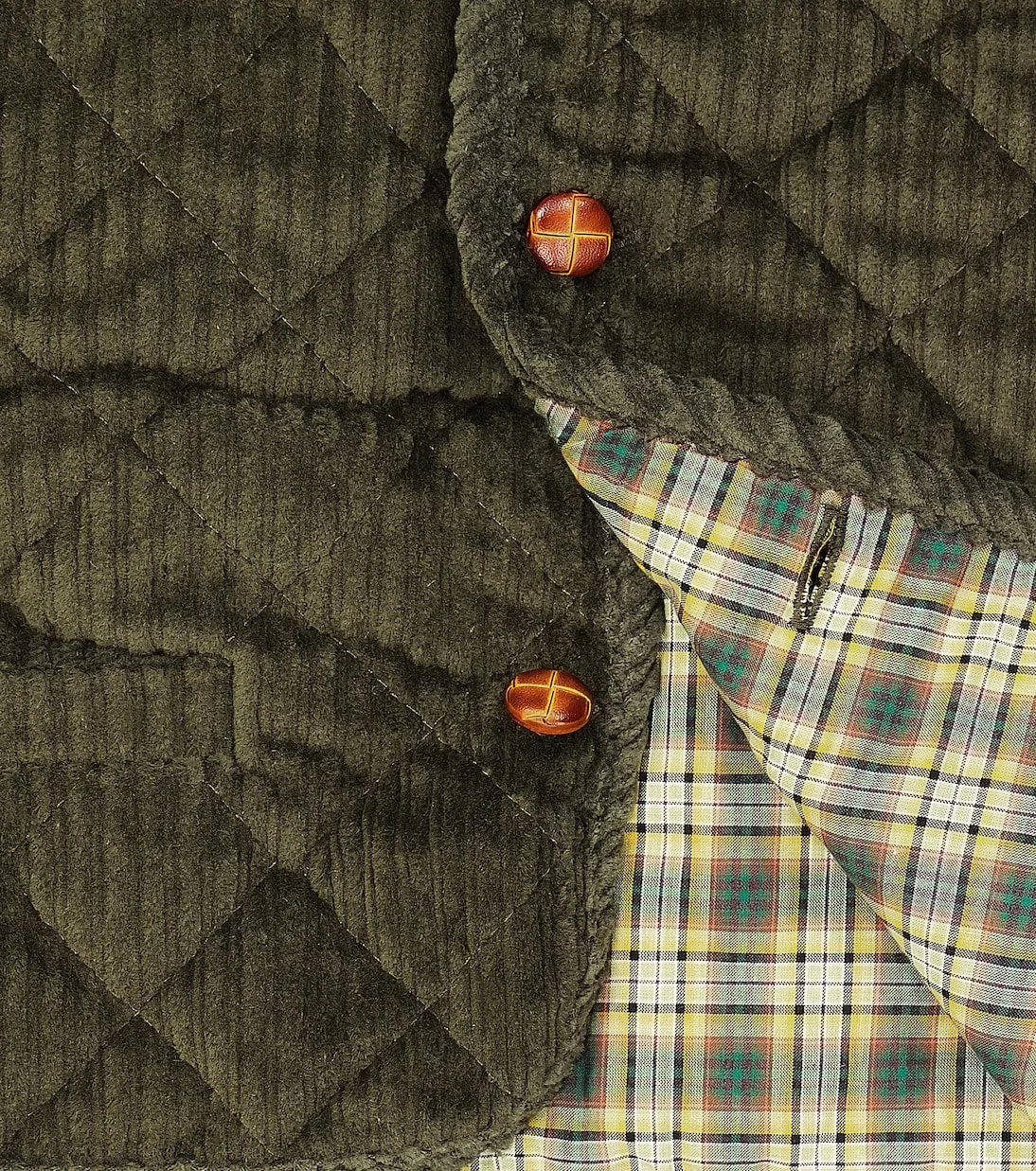 La Coqueta Quilted Cotton Blend Caza Vest, Green