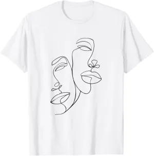 Line Art Aesthetic Face Minimalist Abstract Novelty T-Shirt