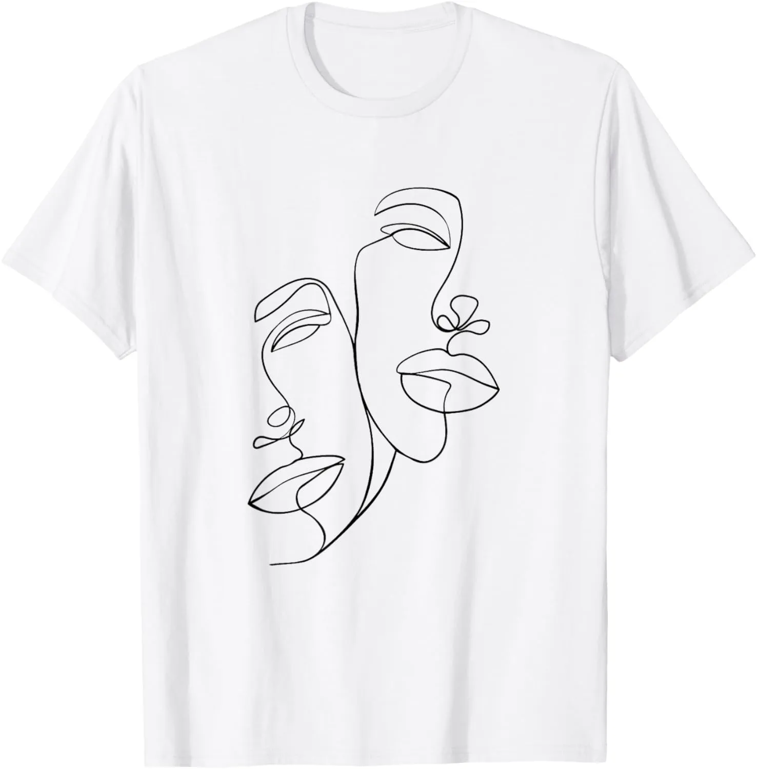 Line Art Aesthetic Face Minimalist Abstract Novelty T-Shirt