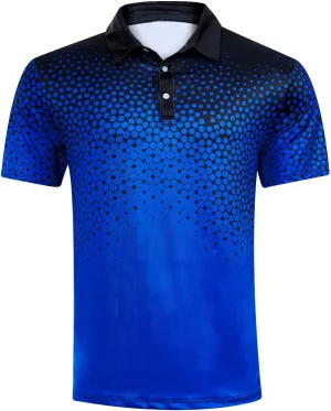 Mens Golf Shirts Short Sleeve Dry Fit Athletic Moisture Wicking Golf Polo Performance Printed Collared Polos